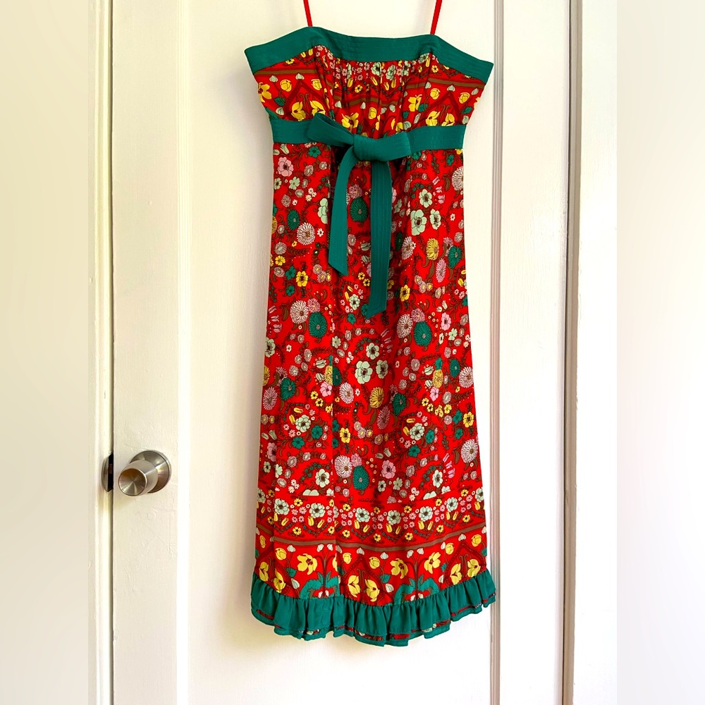 Plenty by Tracy Reese 100% Silk Strapless Dress - Orange Multi - Size 4